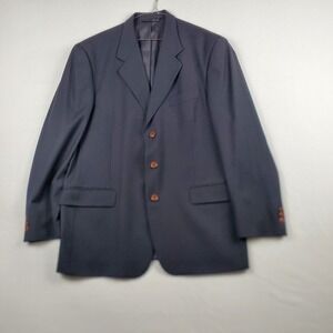 Jack Victor Blazer Jacket Men's 42 Blue Lined Wool Single Breasted Notch Lapel